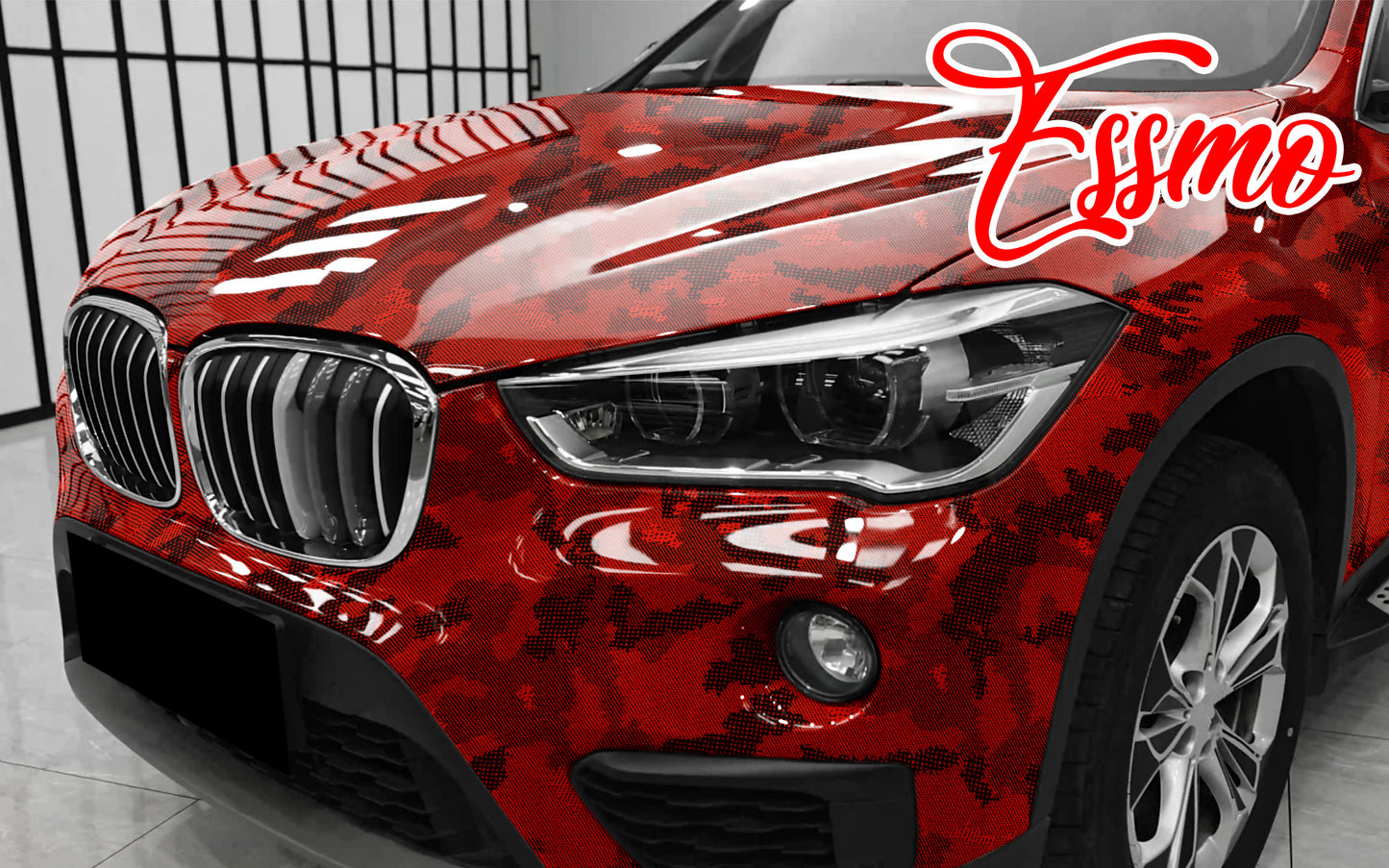 PET Camouflage Python Gloss Dark Red Vinyl Wrap