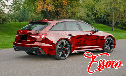 PET Camouflage Python Gloss Dark Red Vinyl Wrap