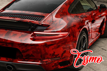 PET Camouflage Python Gloss Dark Red Vinyl Wrap