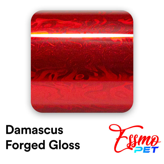 PET Damascus Forged Gloss Dark Red Vinyl Wrap