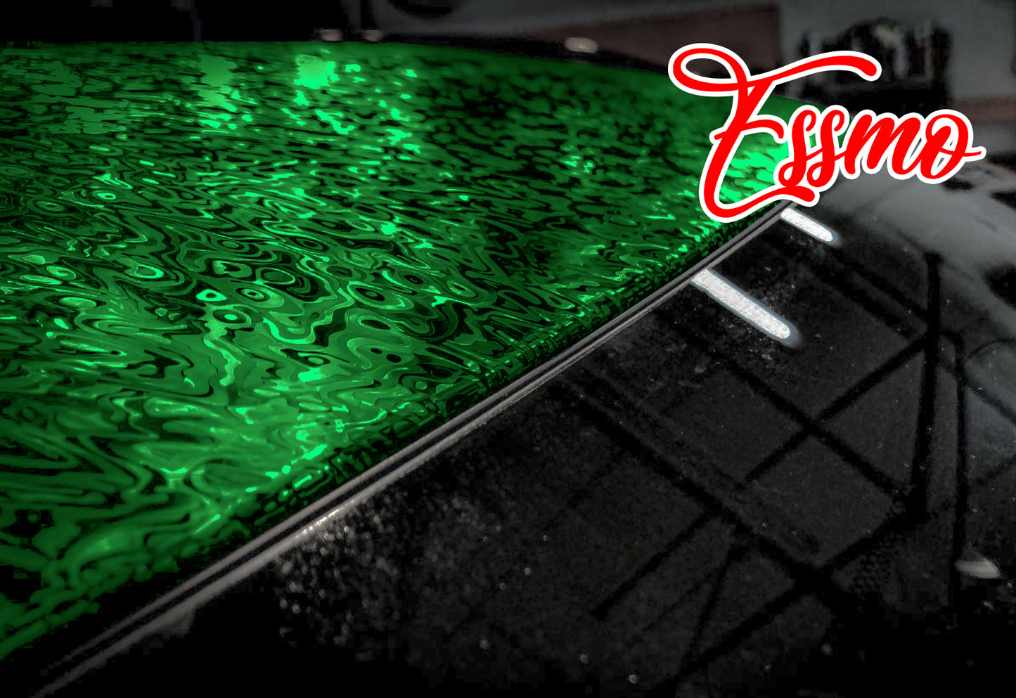 PET Damascus Forged Gloss Beast Green Vinyl Wrap