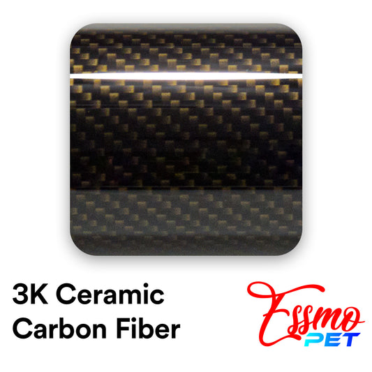 PET 3K Ceramic Carbon Fiber Gloss Black Gold Vinyl Wrap