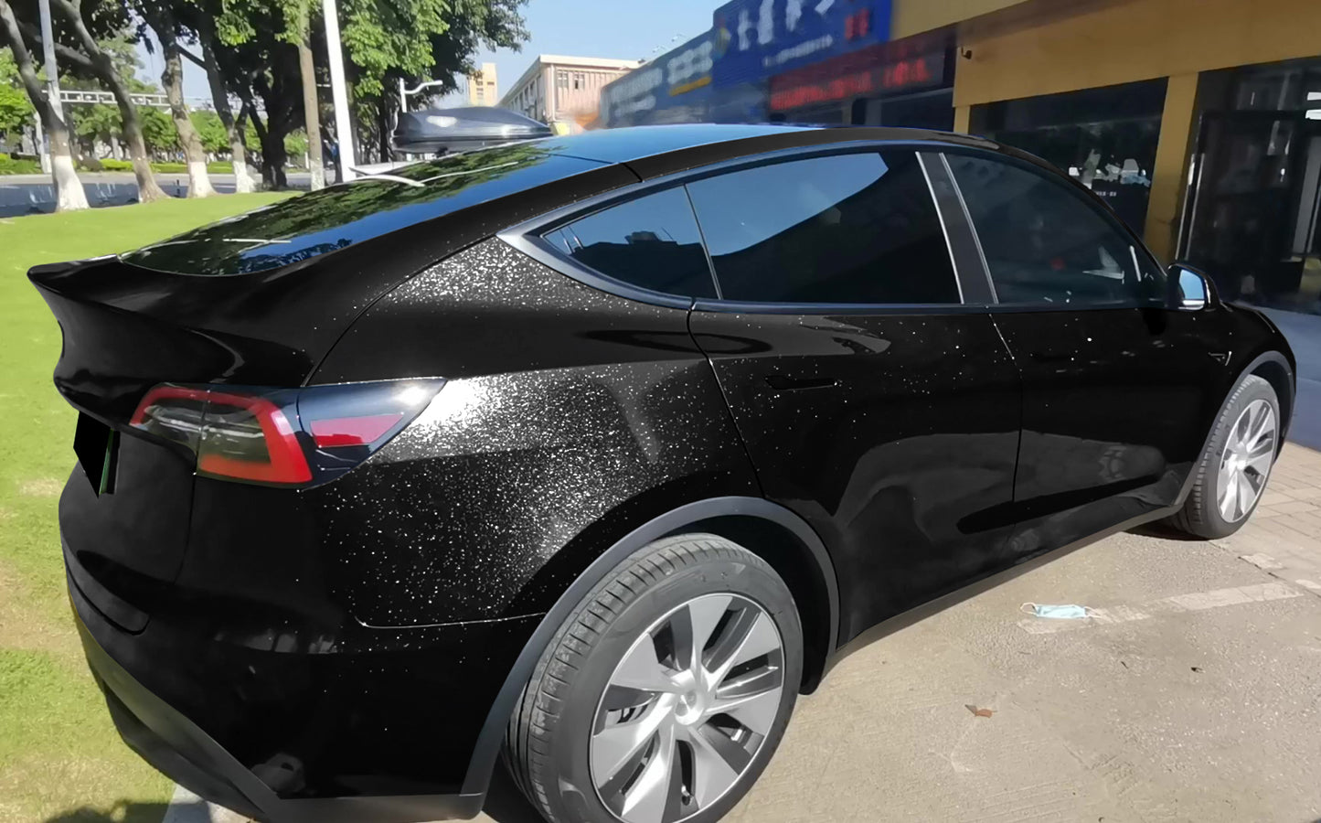 Sparkle Black Gloss Glitter Vinyl Wrap