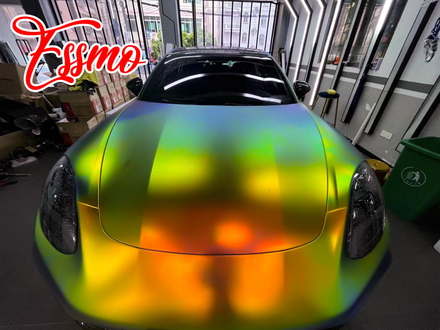 PET Neo Holographic Satin Orange Green Chrome Vinyl Wrap – Essmovinyl