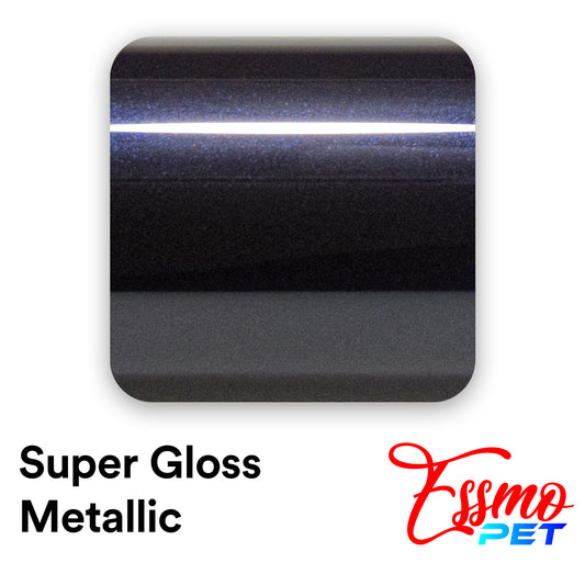 PET Super Gloss Metallic Azurite Black Vinyl Wrap