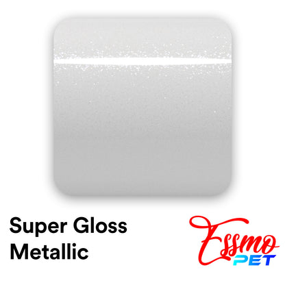 PET Super Gloss Metallic Sparkle White Vinyl Wrap