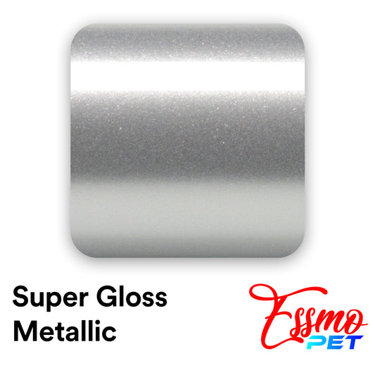 PET Super Gloss Metallic Silver Vinyl Wrap