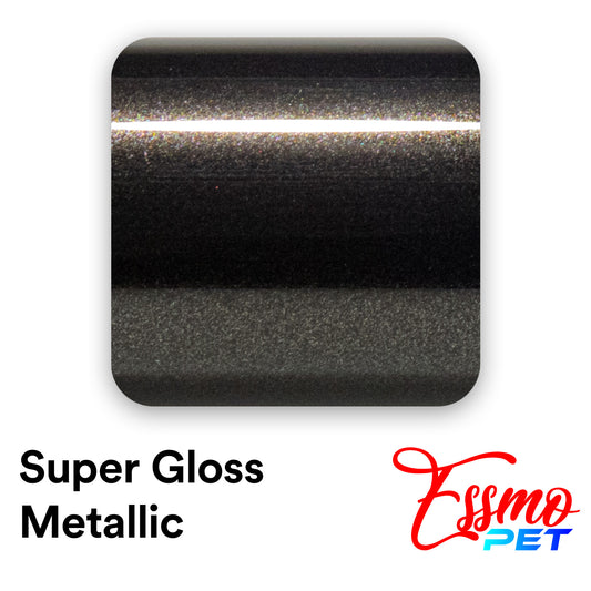 PET Super Gloss Metallic Black Vinyl Wrap