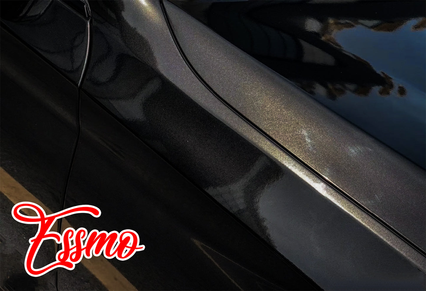 PET Super Gloss Metallic Black Vinyl Wrap