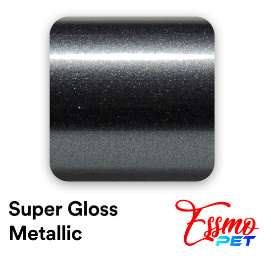 PET Super Gloss Metallic Charcoal Gray Vinyl Wrap