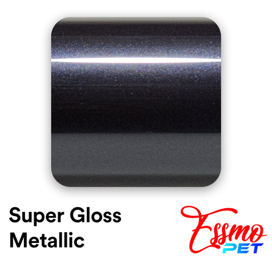 PET Super Gloss Metallic Carbon Black Navy Vinyl Wrap