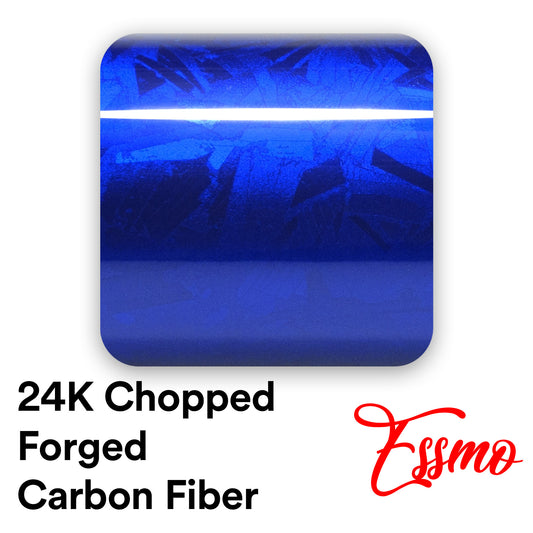 24K Chopped Forged Carbon Fiber Gloss Blue Vinyl Wrap