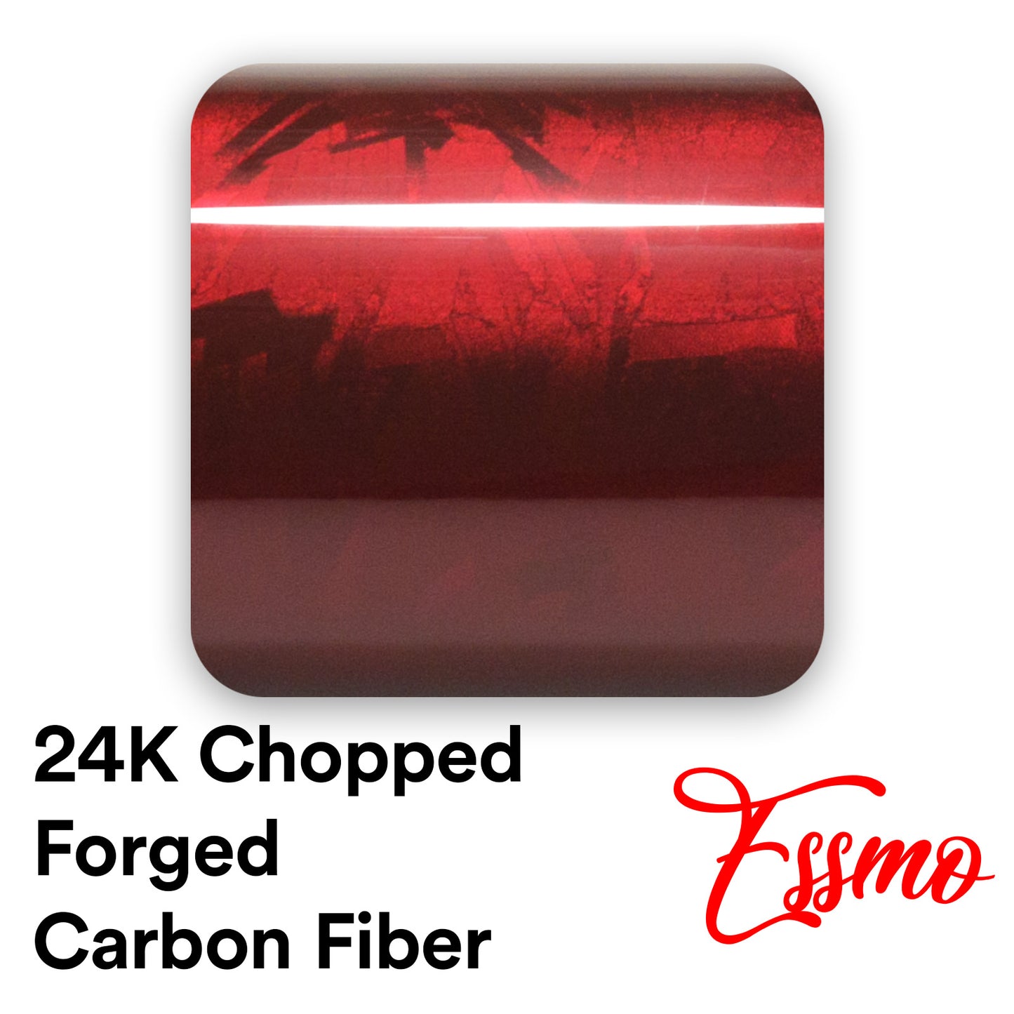 24K Chopped Forged Carbon Fiber Gloss Dark Red Vinyl Wrap