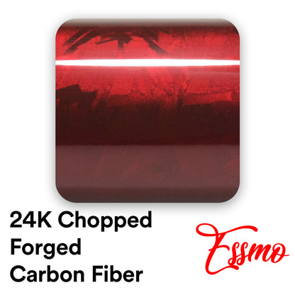 24K Chopped Forged Carbon Fiber Gloss Dark Red Vinyl Wrap