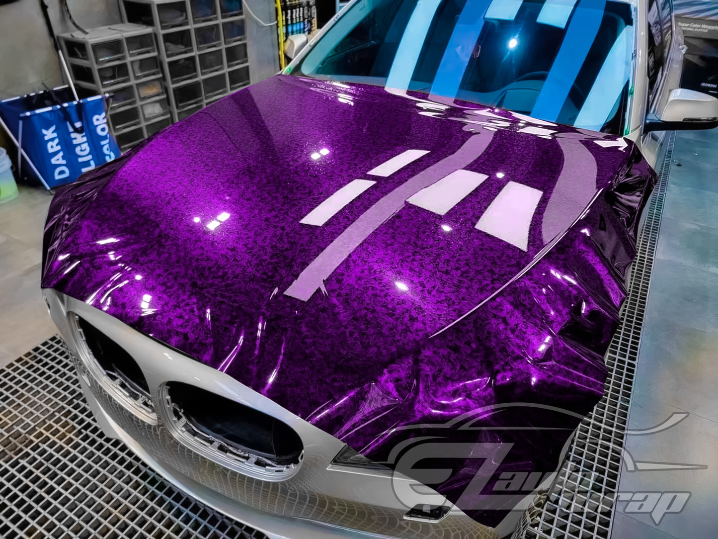 24K Chopped Forged Carbon Fiber Gloss Royal Purple Vinyl Wrap