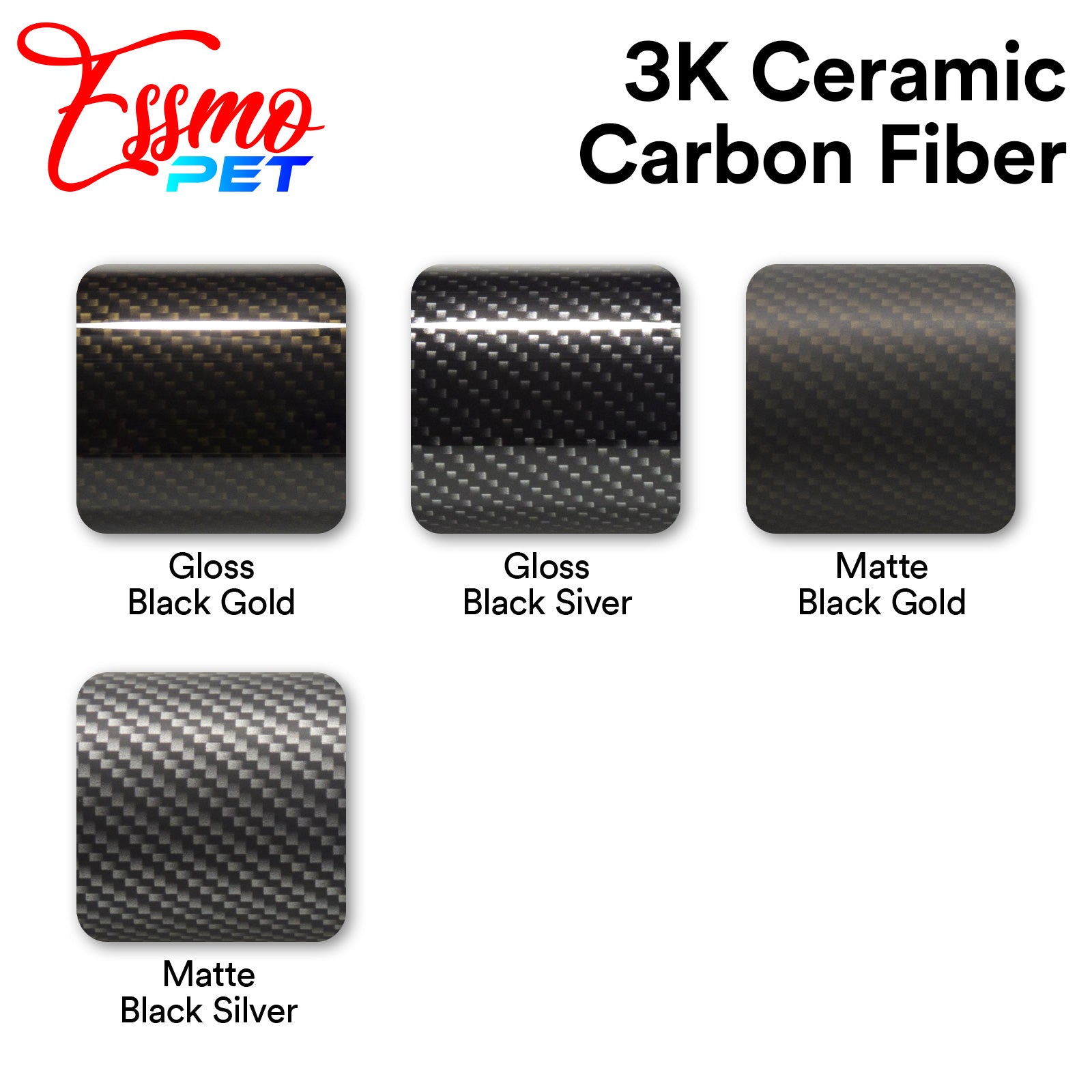 PET Marble Forged Gloss Carbon Fiber Textured Black Vinyl Wrap