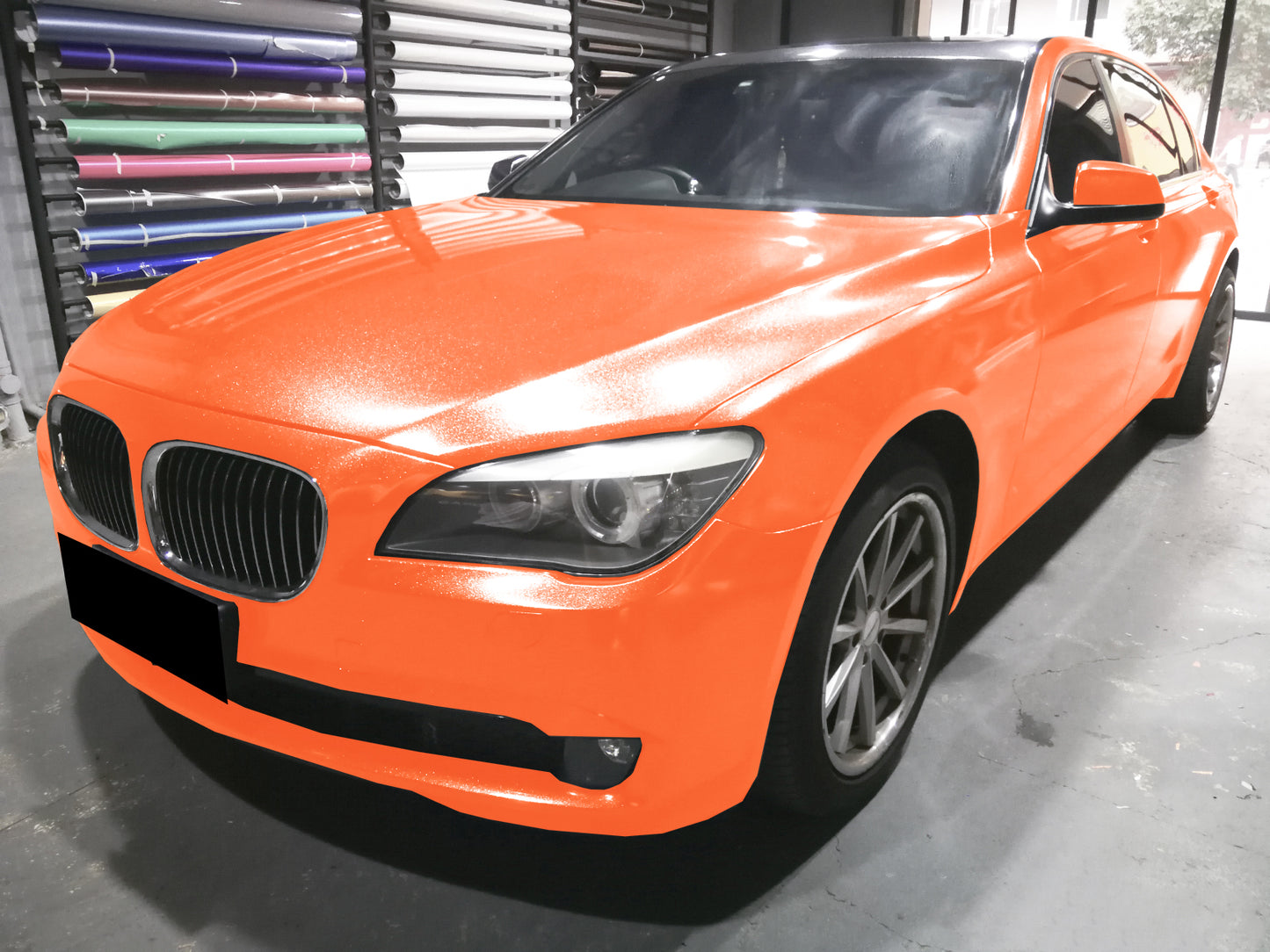 Sparkle Orange Gloss Glitter Vinyl Wrap