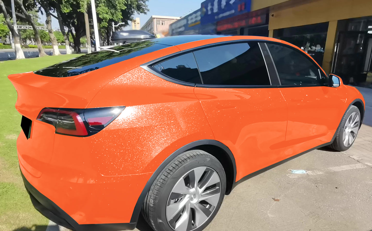 Sparkle Orange Gloss Glitter Vinyl Wrap