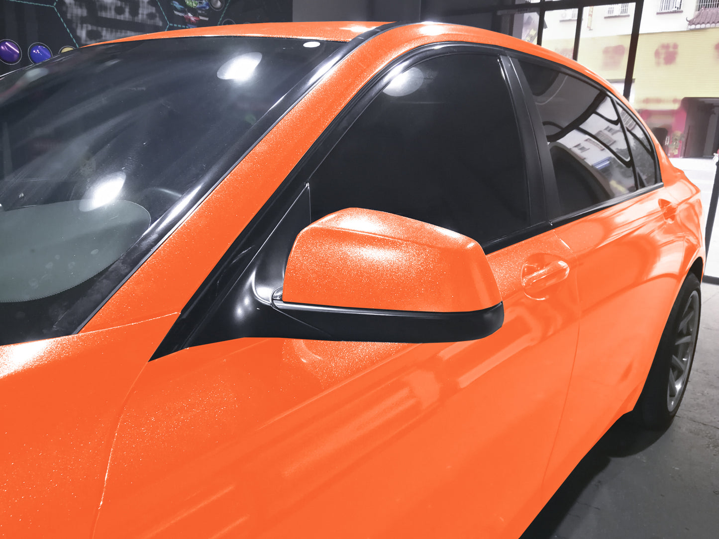 Sparkle Orange Gloss Glitter Vinyl Wrap