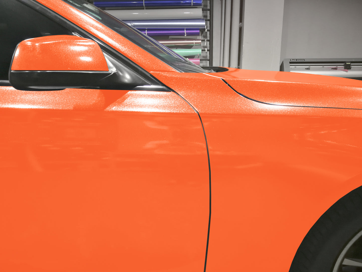 Sparkle Orange Gloss Glitter Vinyl Wrap