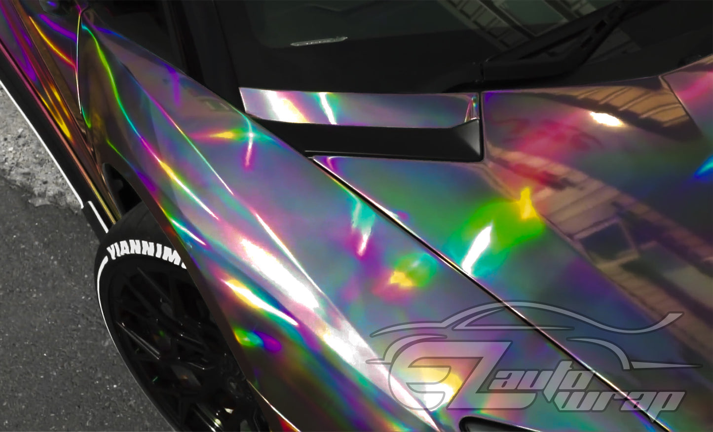 Holographic Black Vinyl Wrap