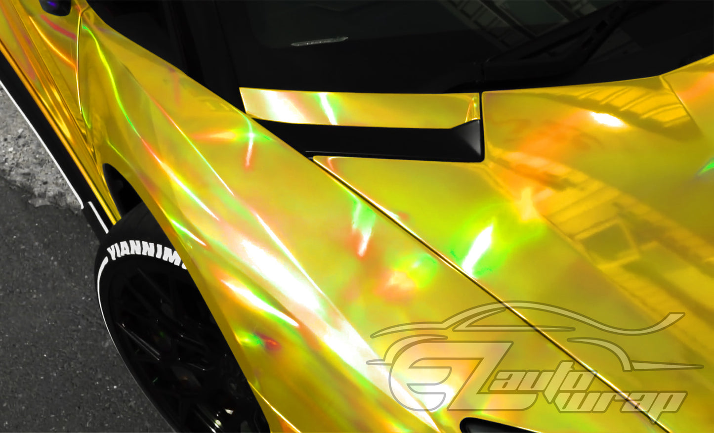 Holographic Yellow Vinyl Wrap