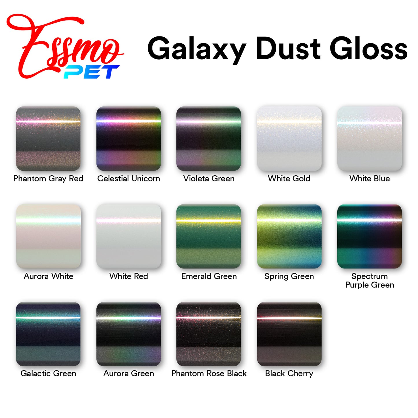 PET Galaxy Dust Gloss Phantom Gray Red Vinyl Wrap