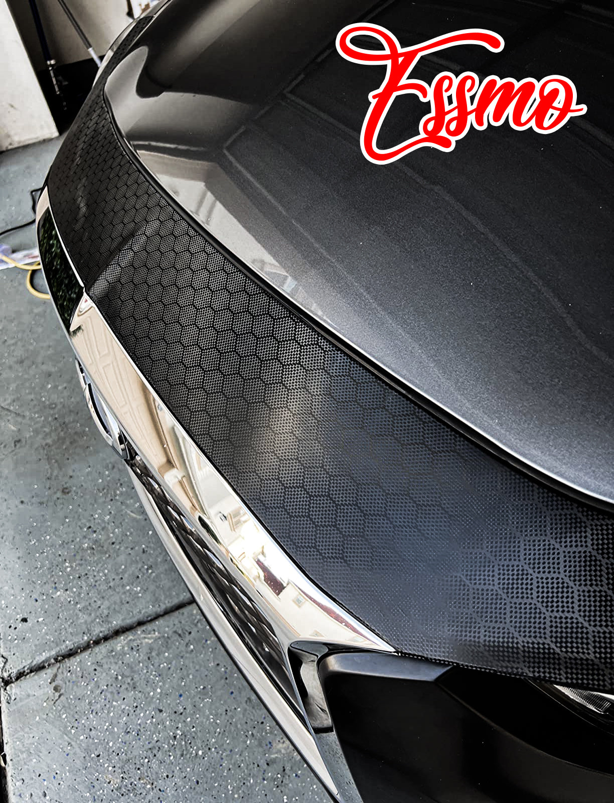 PET Honeycomb Carbon Fiber Gloss Black Hex Vinyl Wrap