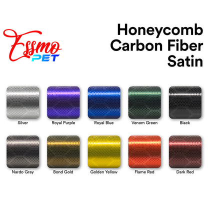 PET Honeycomb Carbon Fiber Satin Flame Red Hex Vinyl Wrap