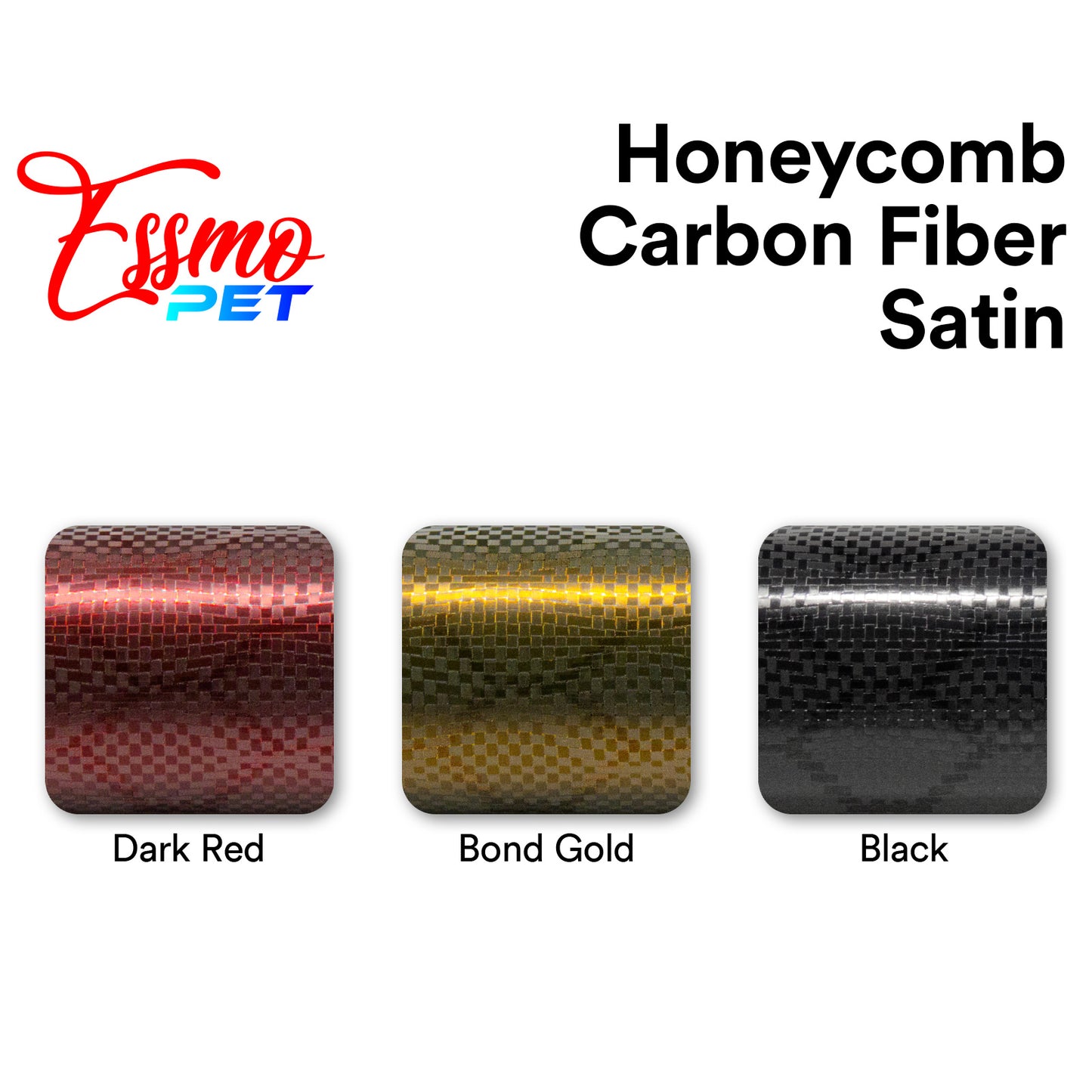 PET Honeycomb Carbon Fiber Satin Dark Red Hex Vinyl Wrap