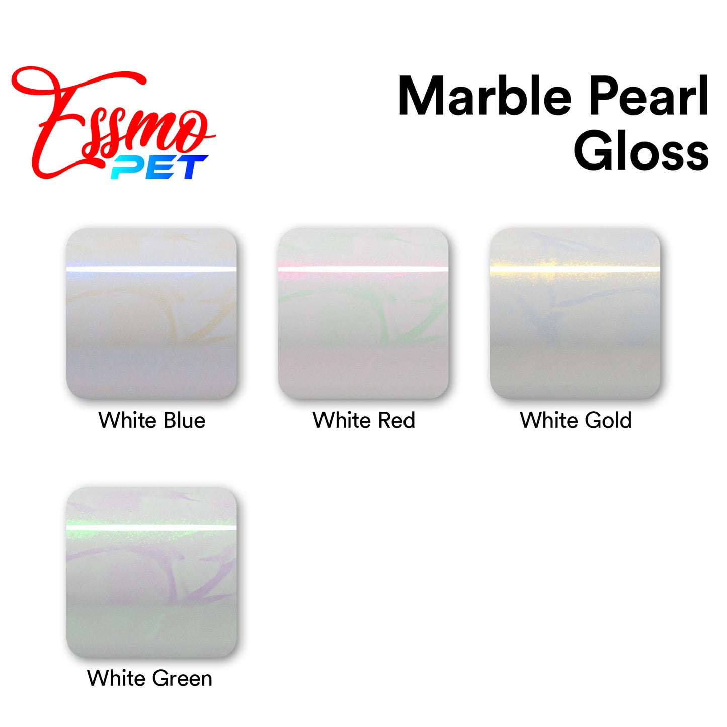 PET Marble Pearl Gloss White Red Vinyl Wrap