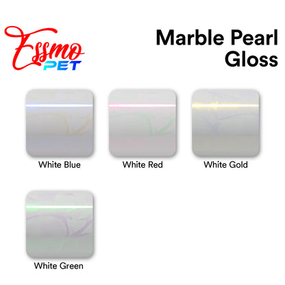 PET Marble Pearl Gloss White Blue Vinyl Wrap