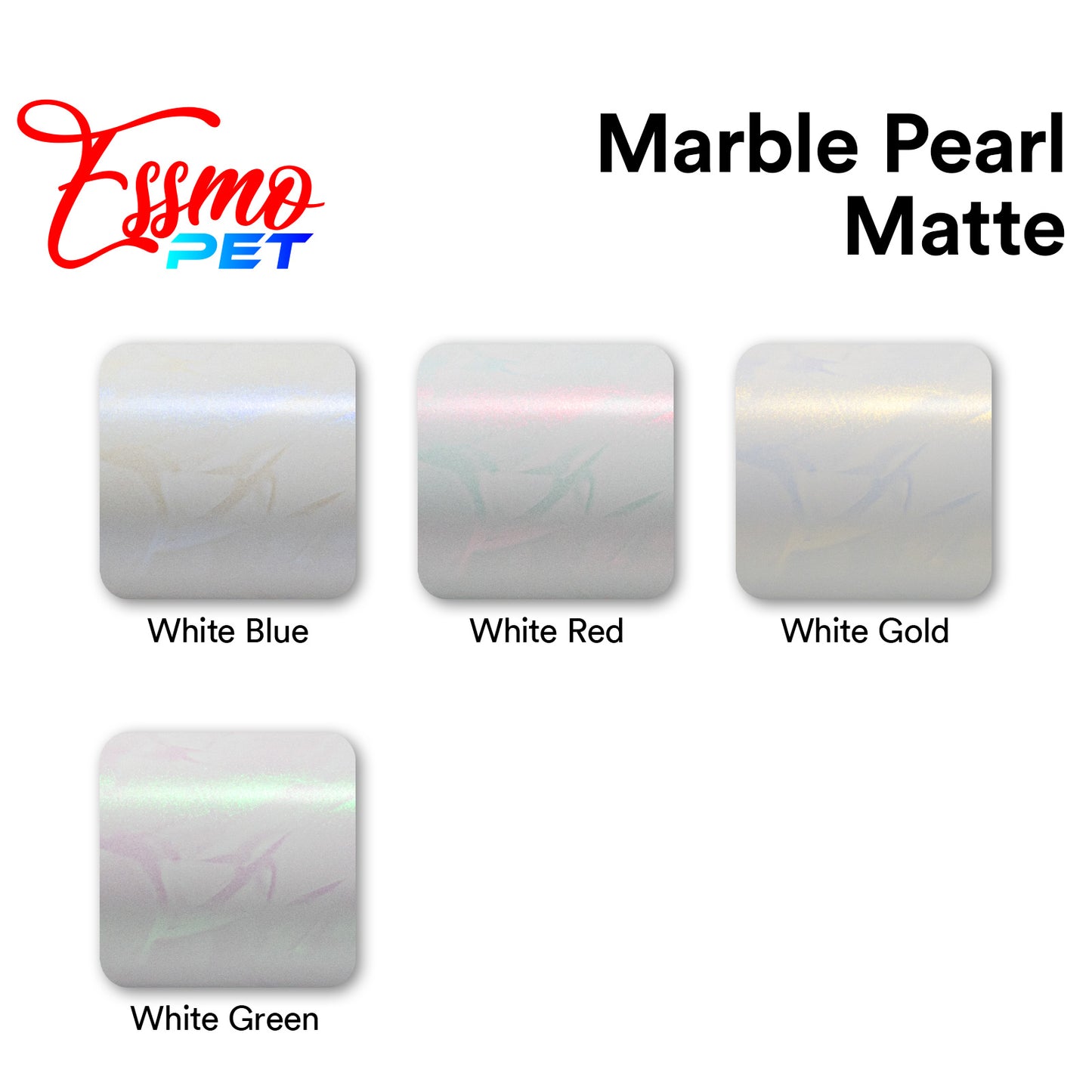 PET Marble Pearl Matte White Red Vinyl Wrap