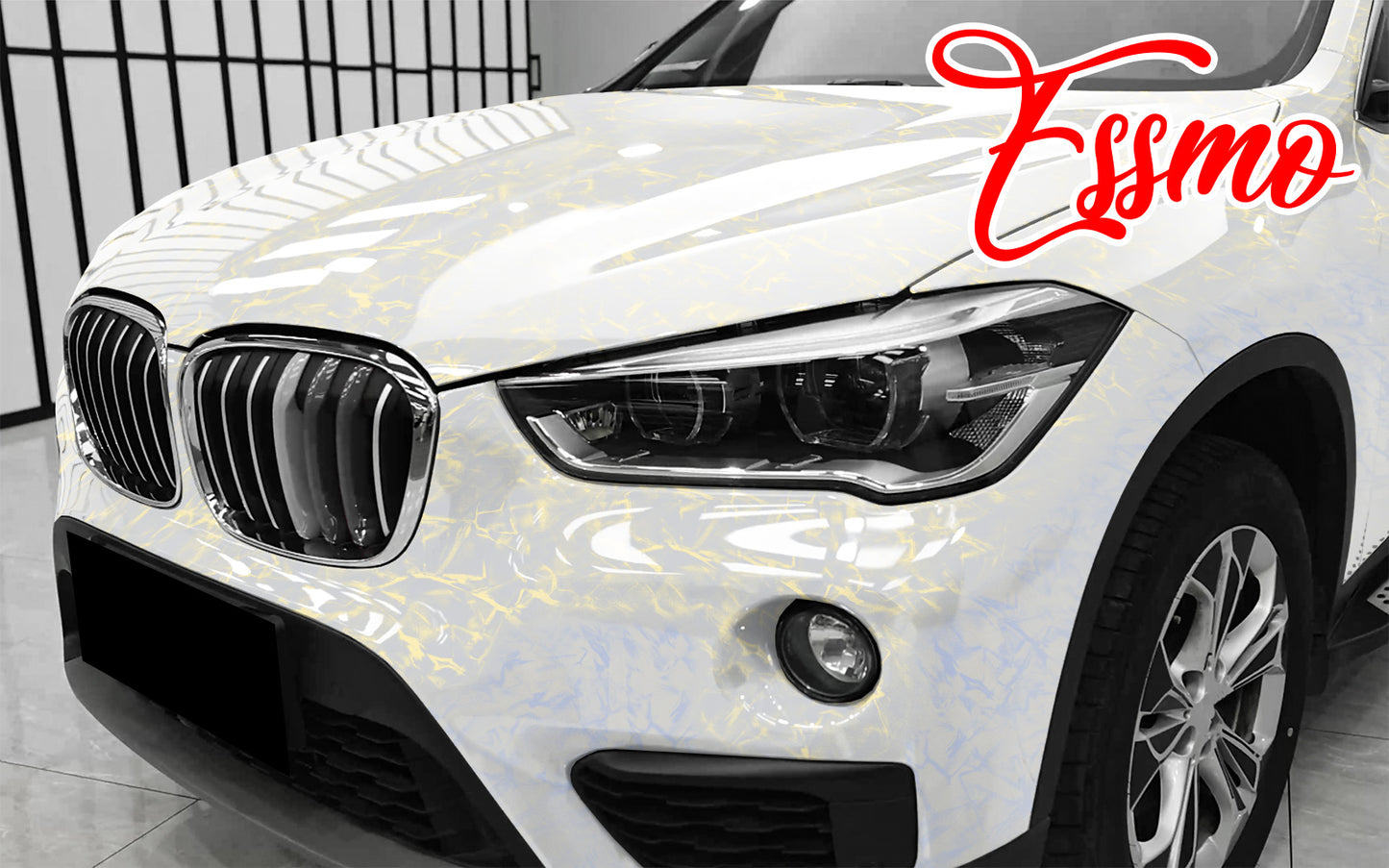 PET Marble Pearl Gloss White Gold Vinyl Wrap