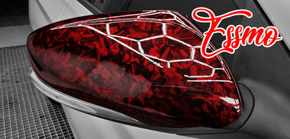 24K Chopped Forged Carbon Fiber Gloss Dark Red Vinyl Wrap