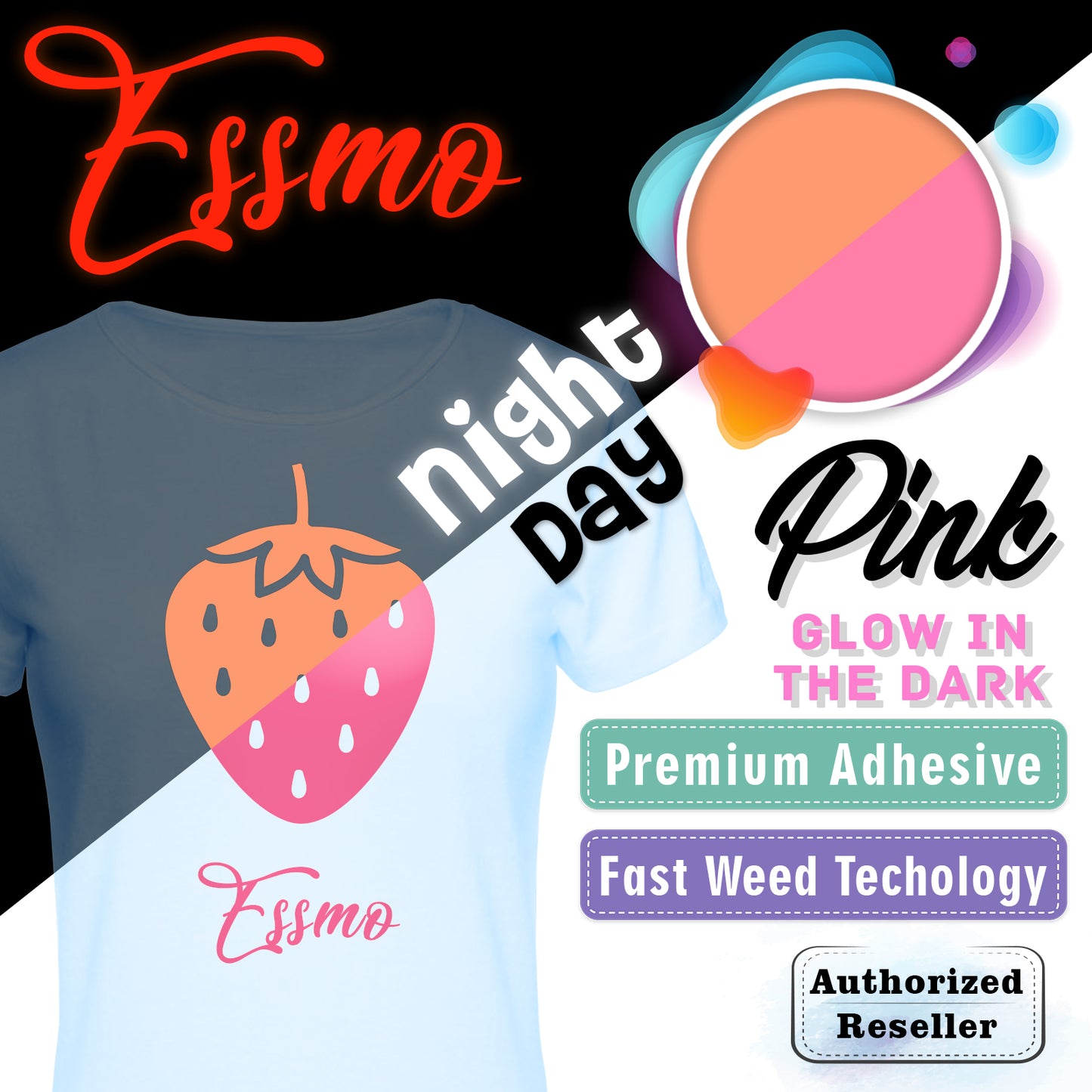 Essmo™ Glow in the Dark Pink Heat Transfer Vinyl HTV GD04