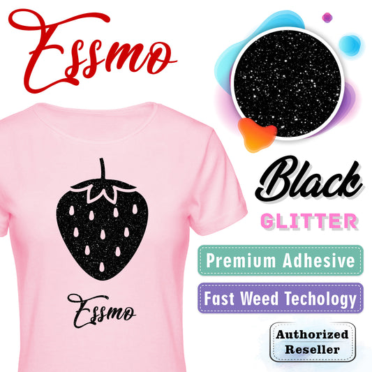 ESSMO™ Black Glitter Sparkle Heat Transfer Vinyl HTV DG01