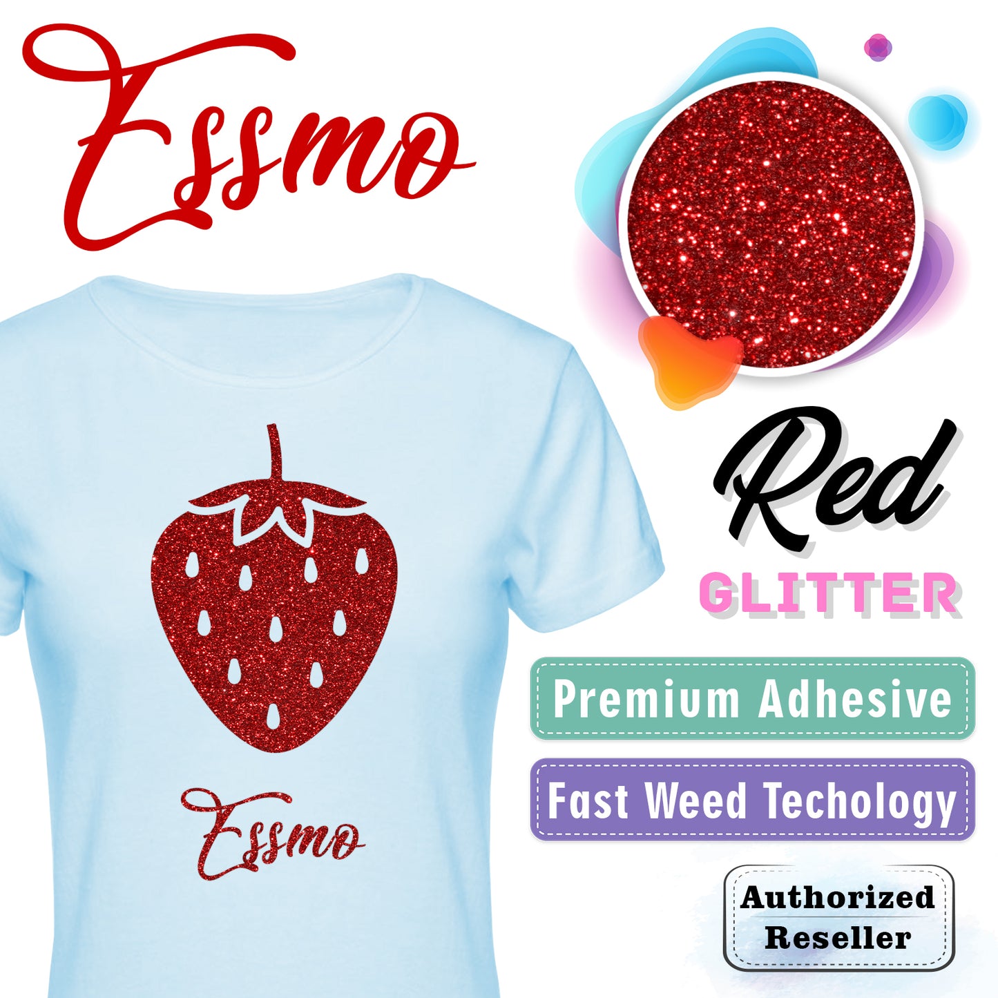 ESSMO™ Red Glitter Sparkle Heat Transfer Vinyl HTV DG06 – Essmovinyl