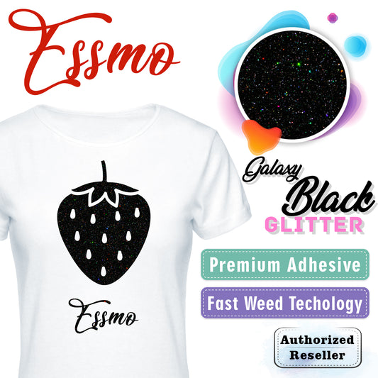 ESSMO™ Galaxy Black Glitter Sparkle Heat Transfer Vinyl HTV DG22