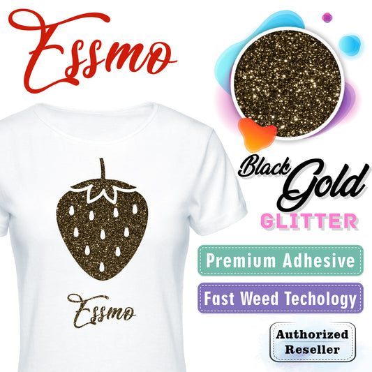 ESSMO™ Black Gold Glitter Sparkle Heat Transfer Vinyl HTV DG23