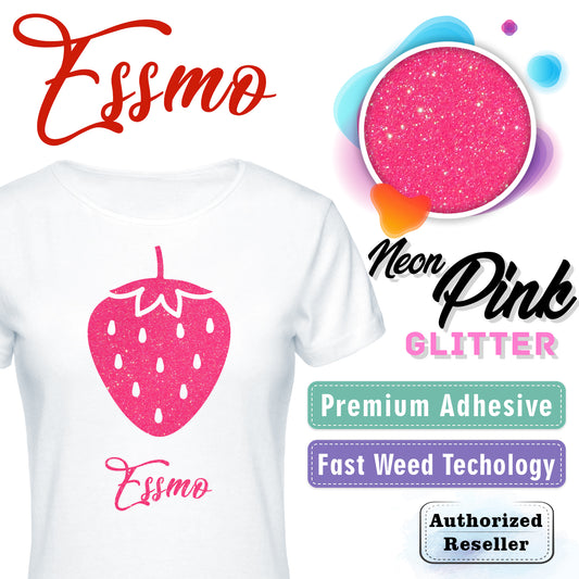 ESSMO™ Neon Pink Glitter Sparkle Heat Transfer Vinyl HTV DG26