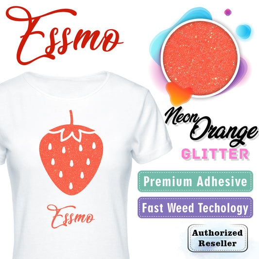 ESSMO™ Neon Orange Glitter Sparkle Heat Transfer Vinyl HTV DG27