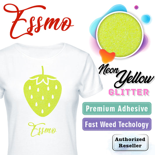 ESSMO™ Neon Yellow Glitter Sparkle Heat Transfer Vinyl HTV DG28