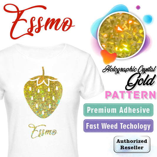 ESSMO™ Holographic Crystal Gold Pattern Heat Transfer Vinyl HTV SP07