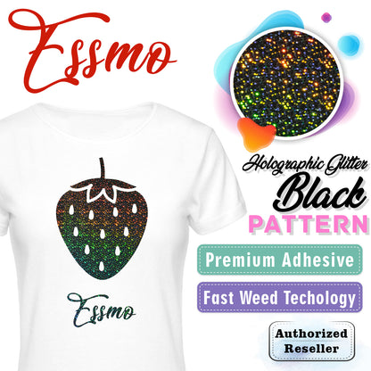 ESSMO™ Holographic Glitter Black Pattern Heat Transfer Vinyl HTV SP09