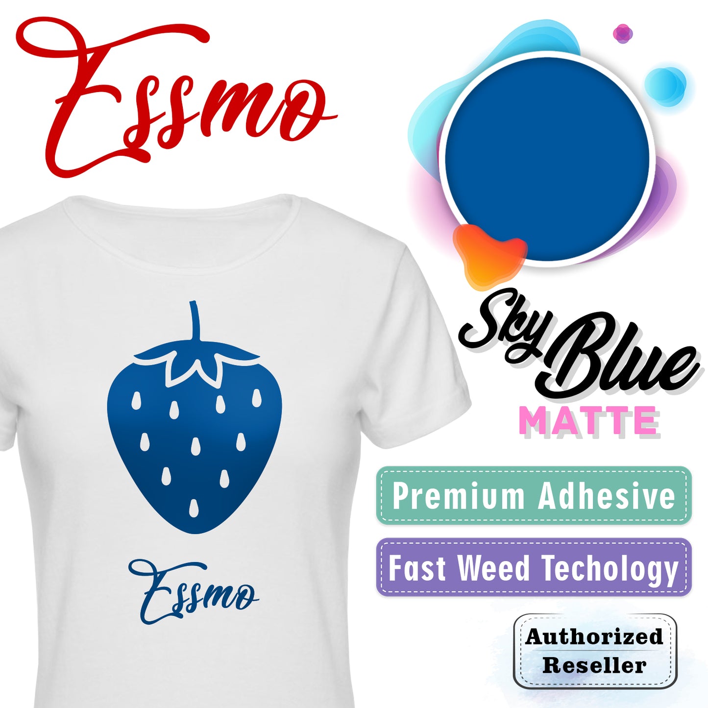 ESSMO™ Sky Blue Matte Solid Heat Transfer Vinyl HTV DP22