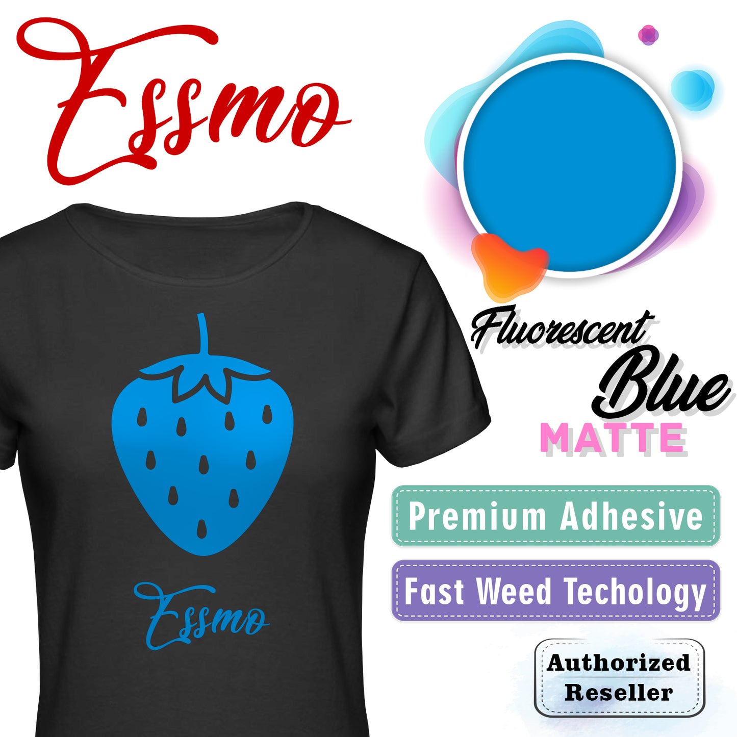 ESSMO™ Fluorescent Blue Matte Solid Heat Transfer Vinyl HTV DP30