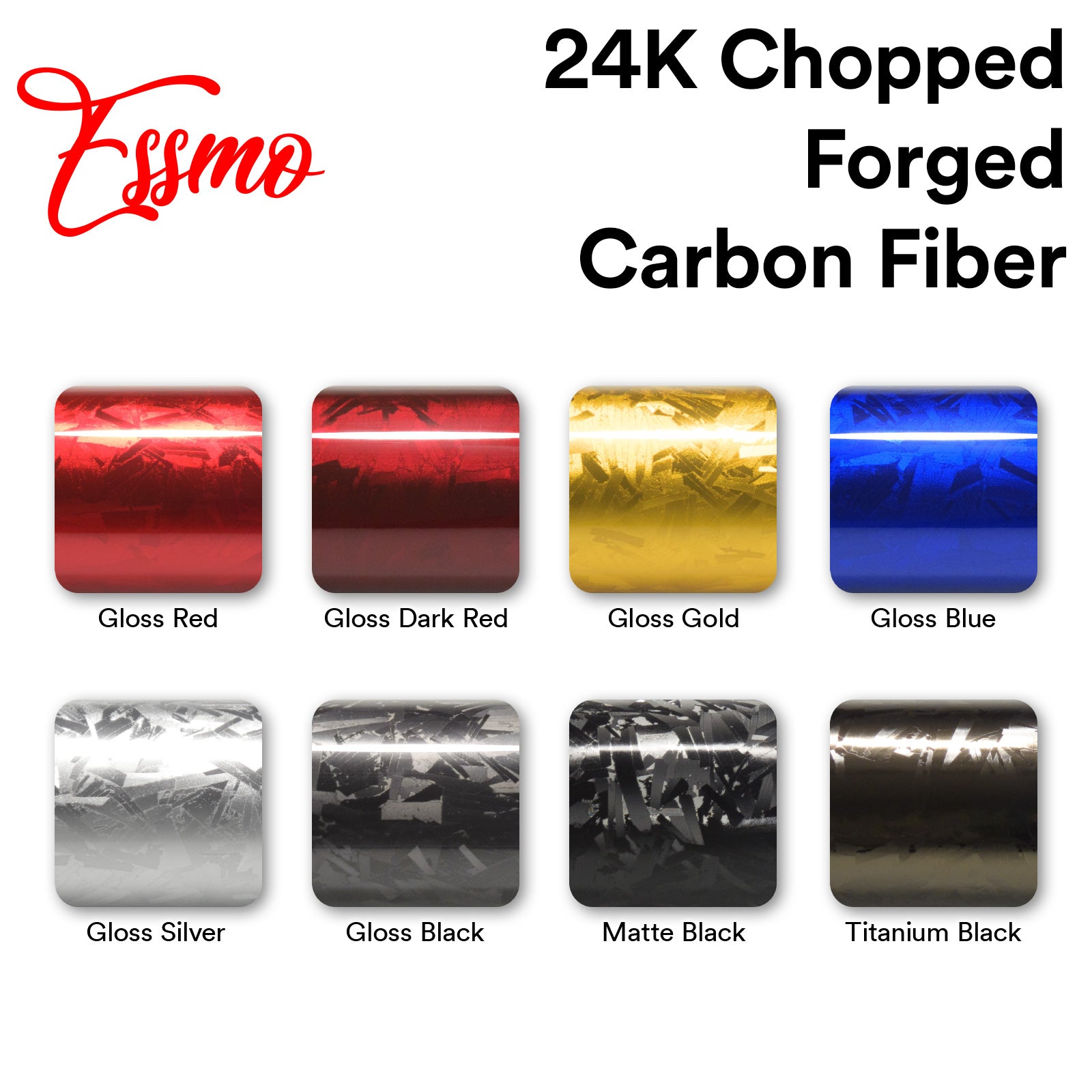 24K Chopped Forged Carbon Fiber Gloss Silver Vinyl Wrap