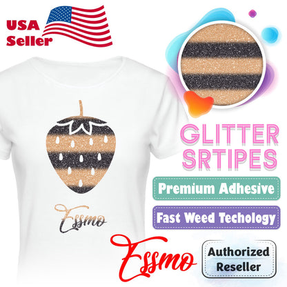 ESSMO™ Black Gold Glitter Stripes Heat Transfer Vinyl HTV GS02