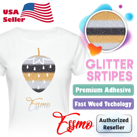 ESSMO™ Bumblebee Glitter Stripes Heat Transfer Vinyl HTV GS05